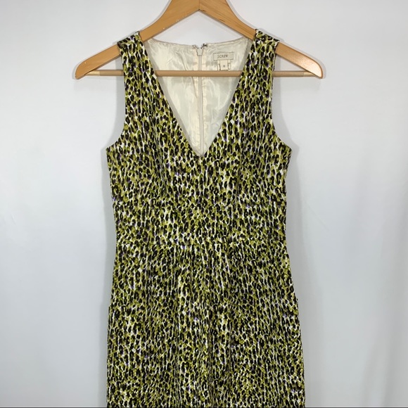 J. Crew Womens Dress Fabiola Textures V Neck Sleeveless Midi Size 0 EUC